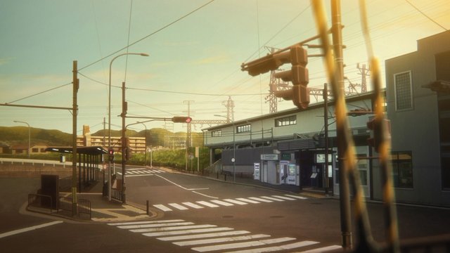 Modern building crossing at station
